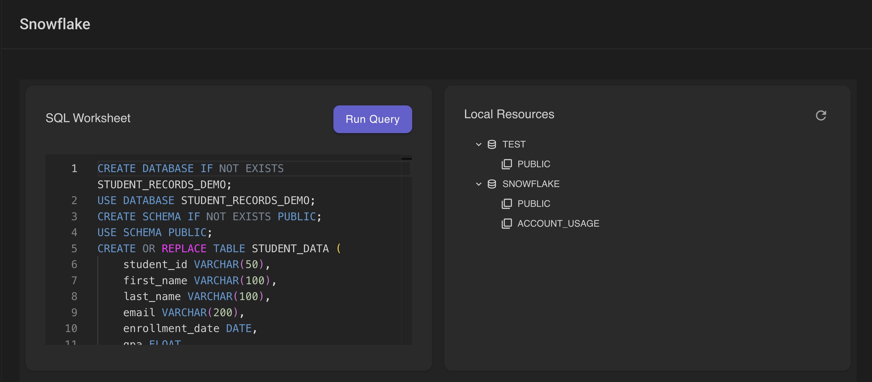 Running SQL queries